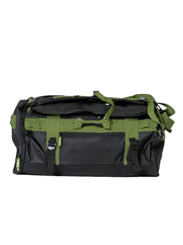 FUJI Unisex Convertible Duffle Backpack, Water-Resistant (Not Waterproof), Multi-Functional Luggage Gym Bag for Men and Women - color: Black/Green