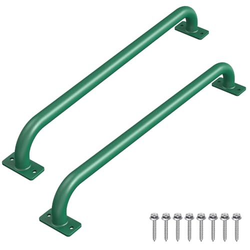SELEWARE 30" Green Playground Ladder Handle Metal Playset Handles Grab Bars | 500LB 2Pcs Heavy Duty Steel Kids Playground Handles for Indoor/Outdoor Ladder Handrail Swing Set Treehouse Rock Climbing Wall - color: D: 30"-2 Pcs-green
