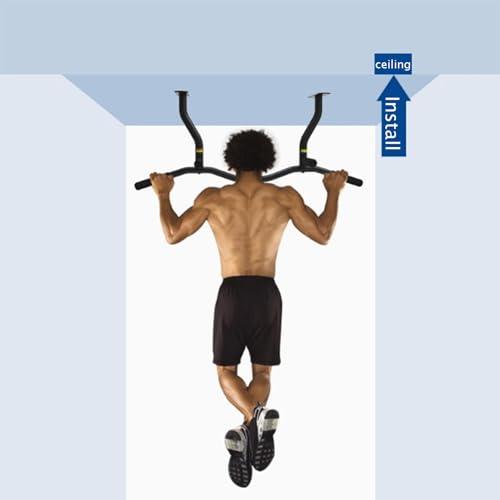Joist Mount Pull Up Bar, Ceiling Mount Pull Up, Strength Training Pull-Up Bars, Bar with Multi-Grip Foam Grip, 40'' Wide, Pull Up Bar for Home Gym,Black-Straightrod - color: Black, size: Straightrod