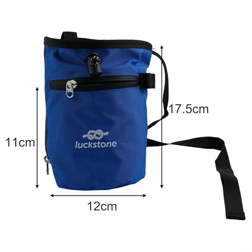 FABULETTA Climbing Chalk Bag for Rock Climbing, Gymnastics Chalk Pouch with Belt, No Leak Design, Storage Pockets, Adjustable Waist Strap for Bouldering and(Blue) - size: Blue