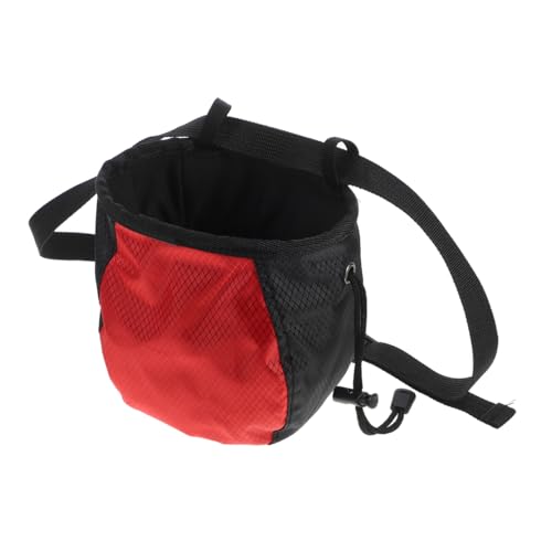 minkissy Outdoor Climbing Chalk Bag Waist Pouch Non-Slip Red Black for Rock Climbing, Weightlifting and Gymnastics, Sturdy Powder Storage with Adjustable Belt for Sports and Fitness