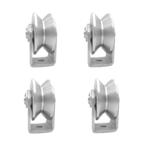Stainless Steel V Groove Wheel Heavy Duty Pulley Smooth Rolling Door Wheels Sliding Gate Hardware High Weight Capacity Rollers Rolling Driveway Gate Bracket Rollers for Carts Furniture Machinery - size: 4pc 2inV