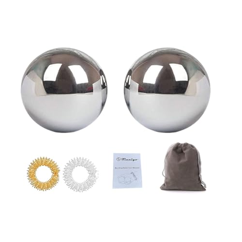 Stainless Steel Baoding Balls Set, 2 Inches Chinese Health Balls, Metal Stress Relief Hand Massage Balls No Chime for Hand Exercise, Hands Therapy - size: Large-2"