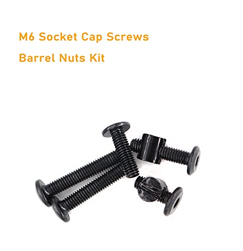 50pcs M6 x 15mm/ 20mm/ 25mm/ 30mm/ 35mm Black Hex Socket Cap Bolts Barrel Nuts Assortment Kit for Crib Baby Bed Cots Furniture - size: M6 x 15/20/25/30/35mm (50pcs)