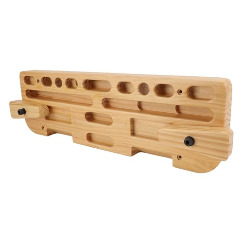 Keenso Wooden Training Hang Board Fingerboard Climbing Grip Board Compact Solid Wood with Various Finger Holes for Climbing Strength Training