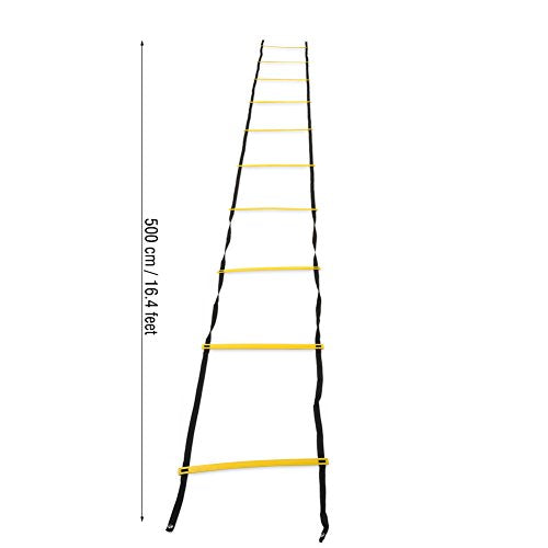 RiToEasysports Speed Training Agility Ladder PP and Nylon Speed Ladder 7 10 13 Rung Foldable Setup Footwork Coordination Training for Soccer Football Basketball Athletes - size: 5.5 meters 10 yuan