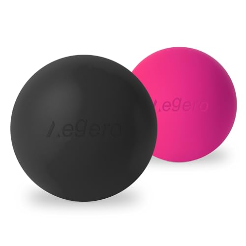 Massage Lacrosse Balls for Myofascial Release, (2Pack,Black and Rose Red) | Yoga Deep Tissue Massage,Trigger Point Therapy and Foot Plantar Fasciitis,Muscle Soreness Massager Ball - color: Black /Rose Red