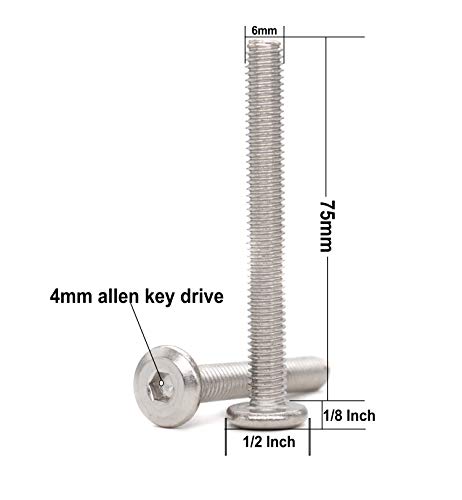 10pcs M6 x 75mmRivet Countersunk Socket Cap Bolts Screws Connecting 304 Stainless Steel - size: 10pcs M6 x 75mm