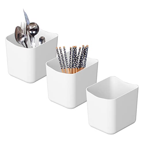 Chris.W 3Pack Pegboard Containers Pegboard Pencil Cup Basket White Pegboard Bins Accessories Peg Attachments for Arts Crafts Pens - Compatible with IKEA Skadis Pegboard(3.5"x 3"x 3.1") - color: 3pcs Pegboard Containers