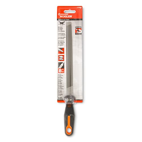 Nicholson 8" Mill Single Cut Bastard File with Ergonomic Handle - 21694HNN - size: 8 Inch, style: With Ergonomic Handle