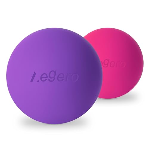 Massage Lacrosse Balls for Myofascial Release (2Pack, Rose Red and Purple) | Yoga Deep Tissue Massage,Trigger Point Therapy and Foot Plantar Fasciitis,Muscle Soreness Massager Ball - color: Rose Red/Purple