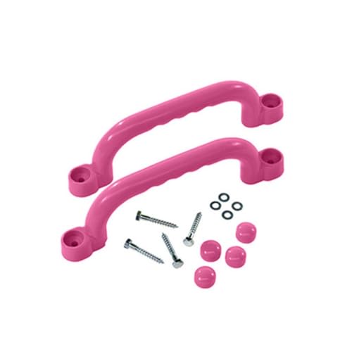 Qianly 2 Pieces Climbing Frame Handles Sturdy Construction Kids Climbing Handle Heavy Duty Playset Grips for Young Children, Pink - color: Pink