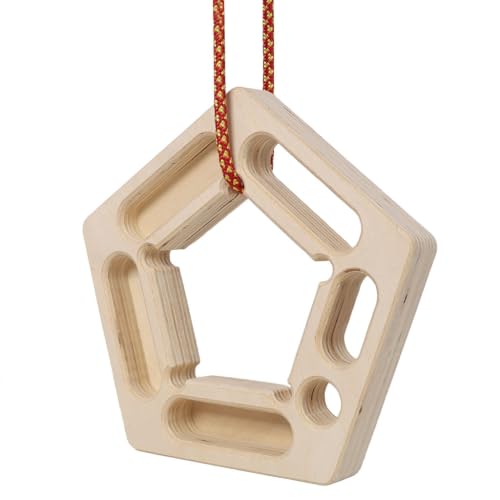 Portable Wooden Rock Climbing Hangboard Fingerboard Trainer, Grip Strength Training Board with Rope Mount System, Lightweight Climbing Training Equipment for Finger Strength & Forearm Workout