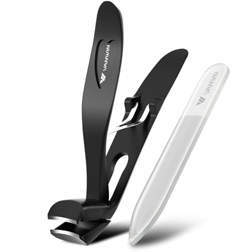 Angled Head Nail Clippers for Seniors, Ergonomic Toenail Clippers for Thick Nails with Wide Jaw Opening, Premium Steel Nail Cutter Nail Clippers with Catcher for Men and Women Black - style: Black Angled Head