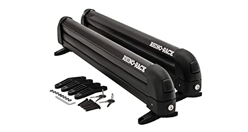 Rhino-Rack Carrier for Skis, Snowboards, Fishing Rods, Paddles, Skateboards, Water Skis, Wakeboard & More, Universal Mounting, Easy to Use, Locking, Lightweight & Heavy Duty, Suitable for All Vehicles - style: 20 Inch (4 Skis / 2 Snowboards / 1 Wakeboard)