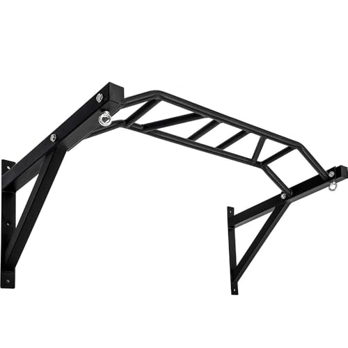 BESTHLS Wall Mounted Pull Up Bar and Dip Station, Heavy Duty Wall Mount Pull-up Chin Up Bar Multifunctional Home Gym Workout Indoor Exercise Equipment Support to 440 Lbs - style: Multi-grip