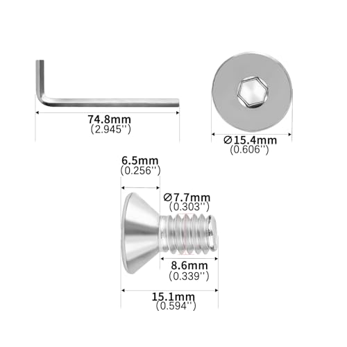 5/16-18x5/8 Flat Head Socket Cap Screws Bolts 30pcs HS/JXLS-03 | 304 Stainless Steel, UNC Coarse Full Thread, Equipped with Phillips Bit, for DIY, for Repair, Install Furniture Screws - size: 5/16-18x5/8"