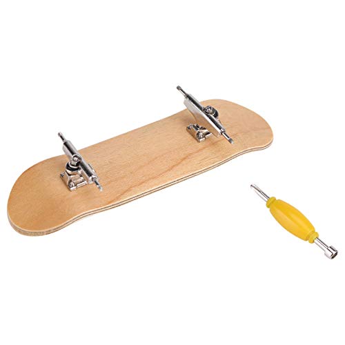 HURRISE Wooden Finger Skateboard, Maple Wood and Alloy, Yellow, with Box, Stress Relief Kids Gift - color: Yellow