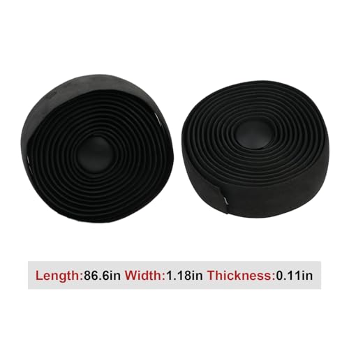 BD13 Bike Handlebar Tape, EVA Road Bike Bar Tape with Shock Absorbing Cushioning, Anti-Slip Bicycle Handlebar Wrap, Heavy-Duty Acrylic Double Sided Tape, End Plugs (Black) - color: black