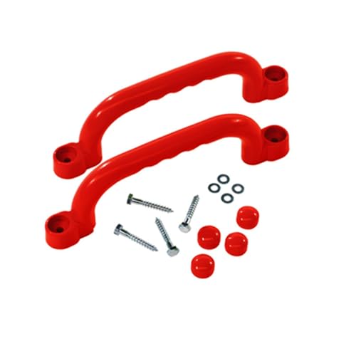 Qianly 2 Pieces Climbing Frame Handles Sturdy Construction Kids Climbing Handle Heavy Duty Playset Grips for Young Children, Red - color: Red