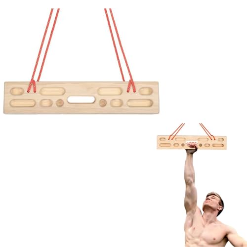 Wooden Hangboard for Rock Climbing, 6-in-1 Fingerboard Training for Grip Strength, Home Wood Finger Mounted Pull Up Bar for Climbers Home Gym