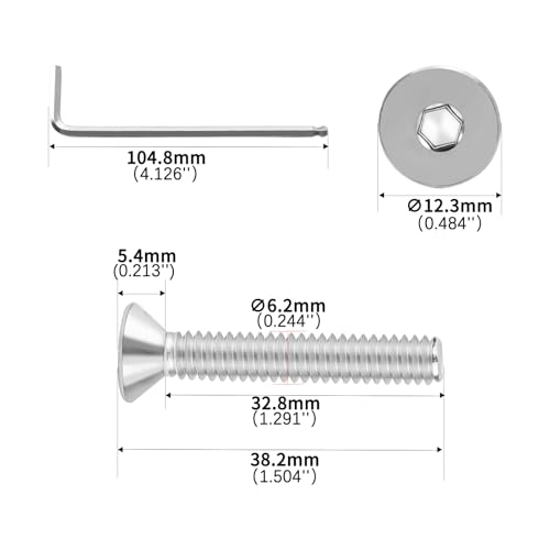 1/4-20x1-1/2 Flat Head Socket Cap Screws Bolts 30pcs HS/JXLS-03 | 304 Stainless Steel, UNC Coarse Full Thread, Equipped with Phillips Bit, for DIY, for Repair, Install Furniture Screws - size: 1/4-20x1-1/2"