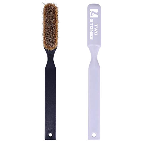 TWO STONES Climbing Chalk Brush with Thick Ultra Durable Boar's Hair Bristles, Bouldering Brush with Ergonomic Handle Portable with Climbing Chalk Bag(Not Included) for Climbing Wall Holds - color: Black+grey