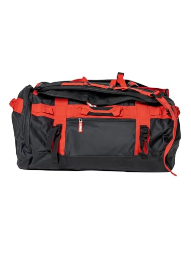 FUJI Unisex Convertible Duffle Backpack, Water-Resistant (Not Waterproof), Multi-Functional Luggage Gym Bag for Men and Women - color: Black/Red