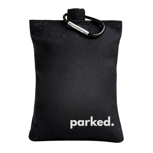 Refillable Disc Golf Chalk Bag with Carabiner, 2 Chalk Balls Included – Grip Bag for Dry Hands & Consistent Release, Frisbee Golf Accessory - style: Parked. – Black