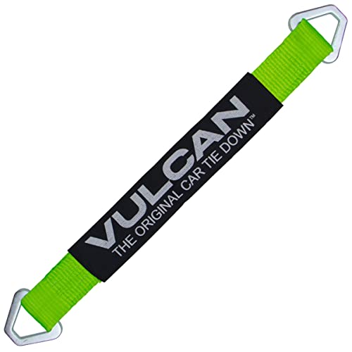 VULCAN Car Tie Down Axle Strap with Wear Pad - 2 Inch x 22 Inch - 4 Pack - High-Viz - 3,300 Pound Safe Working Load - size: 2" x 22" Hi Viz Green (4 Pack)