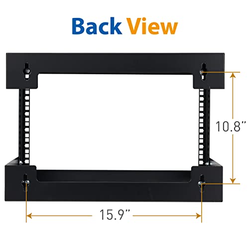 6U Wall Mount Rack Open Frame 19 Inch Server Equipment Network Cabinet 18 inches Depth Black by Tedgetal - color: 6U