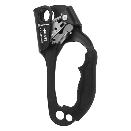 NewDoar UIAA & CE Certified Hand Ascender Rock Climbing Tree Arborist Rappelling Gear Equipment Rope Clamp for 8~13MM Rope - color: Black Pro-Right