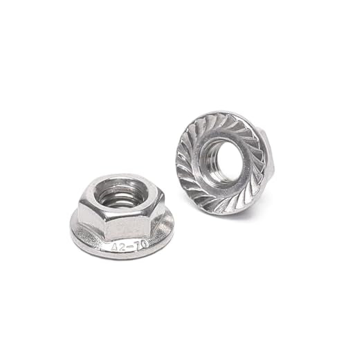 25 Pieces M8 Flange Nuts, M8-1.25mm Serrated Hex Flange Lock Nuts, 304 Stainless Steel,Plain Finish