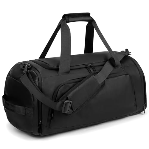35L Water Resistant Gym Duffle Bag Separate Shoe Compartment | Polyester Water Resistant Fabric,35L Capacity,Wet Dry Separation,Shoe Pocket,Multi Storage Pockets,Gym Travel Daily Use