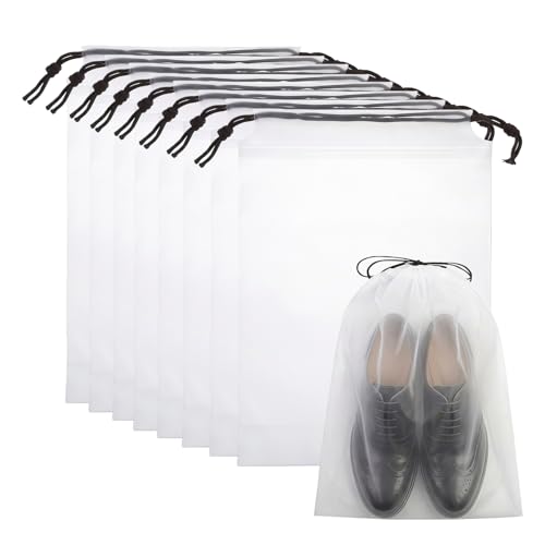 Drawstring Shoe Bags Shoe Bags for Packing, Storage Reusable Waterproof Shoe Organizers for Sneakers & Clothes, Translucent Travel Bags for Men Women (8 Pack) - size: 8 Pack
