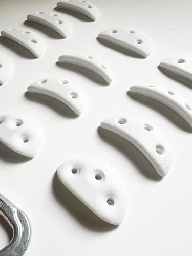 14 Screw On Crimp Rock Climbing Holds Advanced Climbing Holds Home Climbing Wall Bouldering Gym Holds Eco Friendly Dual Textured Crimps for Finger Strength - color: Bone White