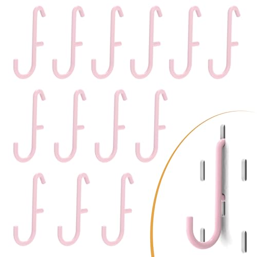 Pink Pegboard S Hooks for IKEA SKADIS, 16 Pack | Compatible with IKEA SKADIS Pegboard, Rust Resistant Steel Hooks, 18 lb Load Capacity for Kitchen, Office, Craft - style: Pink S Hook