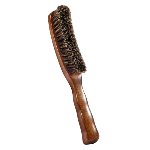 STYLEMATE Boar Bristle Slick Back Hair Brush | Medium/Sof Bristle Hair Brush for Thin & Fine Hair, Smoothing Hairbrush for Women Men Kid, Lightweight Sapele Wooden Handle - size: Medium