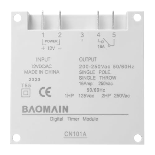 Baomain Time Switch Relay with 4 x Terminal Cable,Digital LCD Programmable Timer,12V DC/AC Input,200-250V 16A Output,28 Programs Daily/Weekly Schedule,CN101A for Lighting and Equipment Control - size: Timer with Terminal Cable
