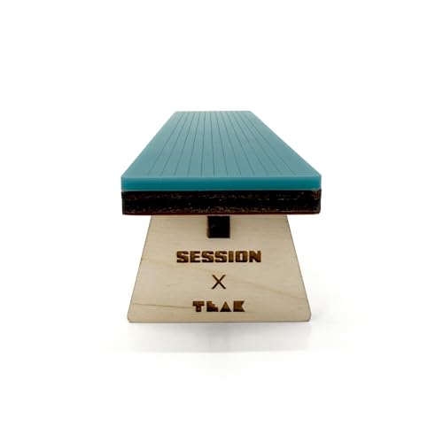 Teak Tuning x Session Wooden Fingerboard Obstacle - The Bench, Baltic Birch Wood with Teal Acrylic Surface, 7 7/8 x 1 3/4 x 1 3/4 Inches