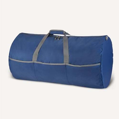 Amazon Essentials Extra Large Foldable Nylon Duffel Bag for Travel/Storage with Zippered Pockets, 32.4", 150L, 50-LBS Capacity, Navy Blue (Previously Amazon Basics)