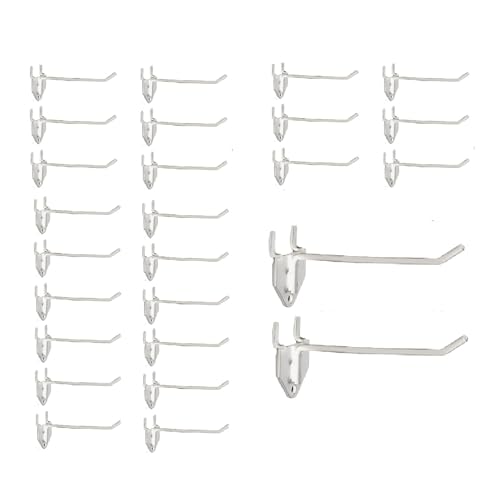 Eastern Tree 30 Packs 6" Metal Pegboard Hooks, Standard Hooks is Fit to Pegboard Display and Pegboard Panels, White - size: 6 Inch