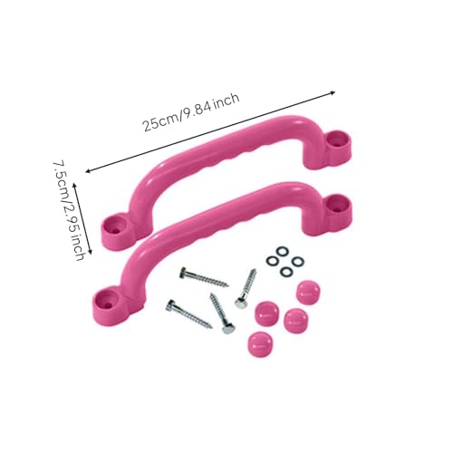 Qianly 2 Pieces Climbing Frame Handles Sturdy Construction Kids Climbing Handle Heavy Duty Playset Grips for Young Children, Pink - color: Pink