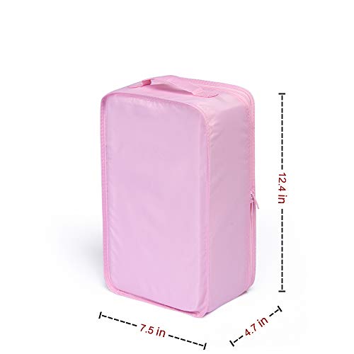 JJ POWER Travel Shoe Bags, Foldable Waterproof Shoe Pouches Organizer-Double Layer (2 Pink Shoe Bags) - color: Pink, size: 2 Packs