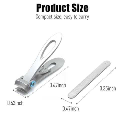 Bestac Heavy Duty Ultra Wide Jaw Nail Clippers Set - Stainless Steel Toenail Clippers for Thick Nails, Seniors, Men & Women - Big Manicure Pedicure Nail Cutter Kit (Silver) - color: Silver