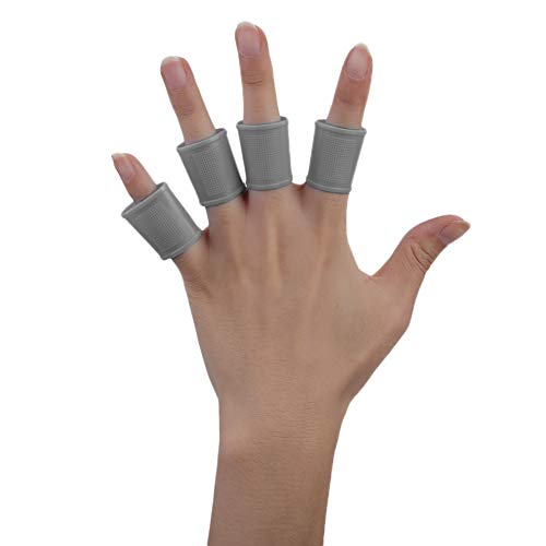 Finger Sleeves, 8pcs Finger Protector Silicone Finger Tube Golf Gloves Golf Finger Protector Tape Anti Slip Elasticity Golfer Swing Grip Golf Finger Band Cover Sets (Grey) - color: Grey