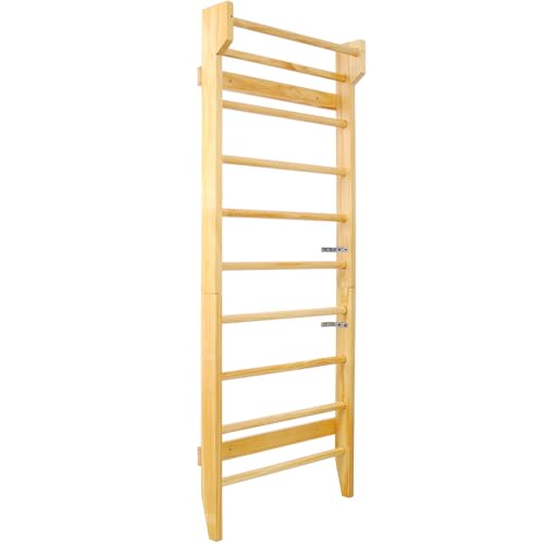 Wall-Mounted Wooden Swedish Ladder for Home Gym Use – Sturdy Pull-Up and Stretching Bar for Functional Fitness Training