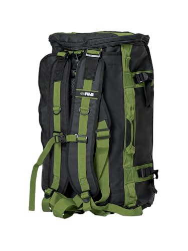 FUJI Unisex Convertible Duffle Backpack, Water-Resistant (Not Waterproof), Multi-Functional Luggage Gym Bag for Men and Women - color: Black/Green