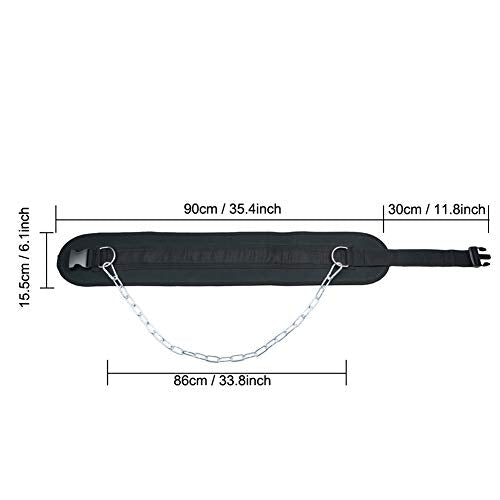 Pull-up Belt Weighted Dip Belt with Chain Double D-ring Weightlifting Back Support Strap Home Gym Equipment Waist Belt - color: with plastic buckle