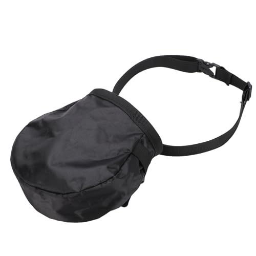 Dpofirs Adjustable Drawstring Chalk Bag for Climbing | Black Oxford Cloth Fleece Lined Pouch for Bouldering, Weightlifting, and Gym Storage
